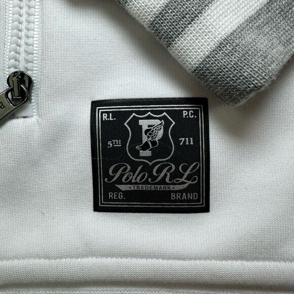 Polo Ralph Lauren Hoodie Mens Medium White Red P Wing Stadium Performance - Picture 2 of 7